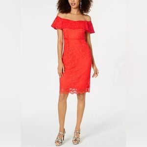 Thalia Sodi Dresses Floral Lace Off-the-Shoulder Sheath Dress Orange Coral Dress
